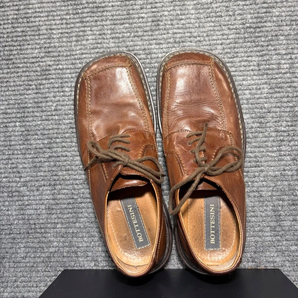 Bottesini Mens Brown Leather Square Toe Oxfords Made in Italy 9.5 M 0584871